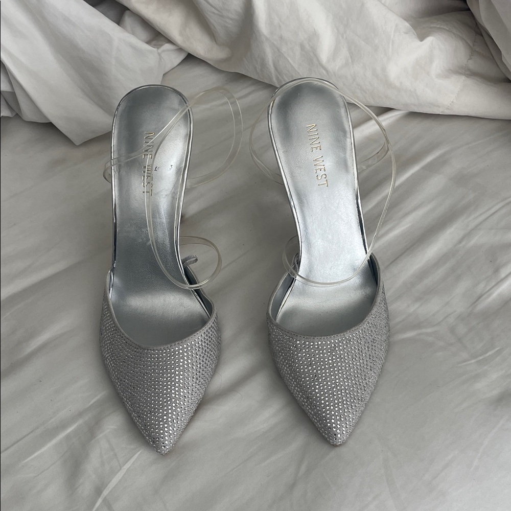 Nine West Silver Pointed Heels